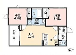 STELLA VITA石津 2LDKの間取図画像
