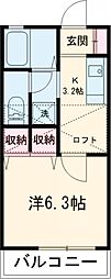 カーサ三俣 1Kの間取図画像