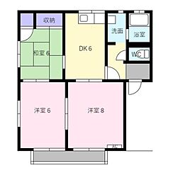 フレグランスコシミズ 3DKの間取図画像