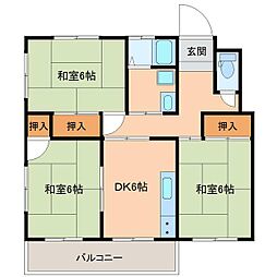 横山マンション 3DKの間取図画像
