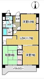 メゾンクレスト 3LDKの間取図画像