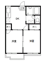 ロイヤル・ハイツB棟 2DKの間取図画像