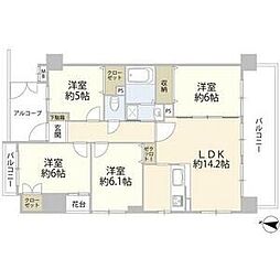 宝マンションサザンスクエア 4LDKの間取図画像