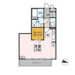 グランディオーレS ワンルームの間取図画像