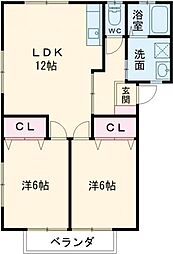 ラ・メゾン崎岡 2LDKの間取図画像