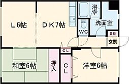 ジョイテルユー2 3DKの間取図画像