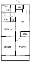 富士ハイネス 3DKの間取図画像