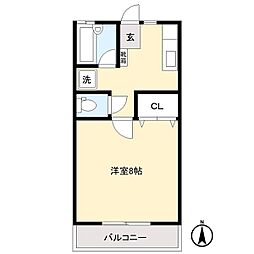 ハイツレインボー 1Kの間取図画像