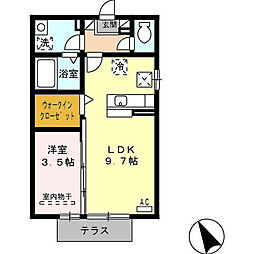 エクレールグランデA棟 1LDKの間取図画像