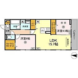 ロイヤルタウン富の原II 2LDKの間取図画像