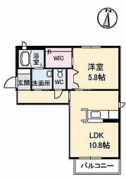 オーチャードD 1LDKの間取図画像