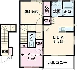 パルティールA 1SLDKの間取図画像