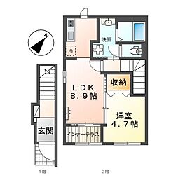 岸和田市下松町1丁目アパート 1LDKの間取図画像