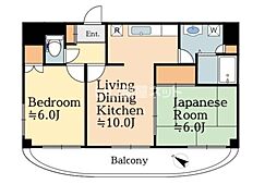 シャトー・ド・ピエール第一石川ビル 2LDKの間取図画像