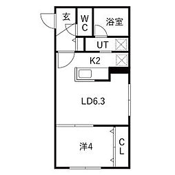 Activat元町(アクティベイト) 仮) 北25条東16丁目MS 1LDKの間取図画像