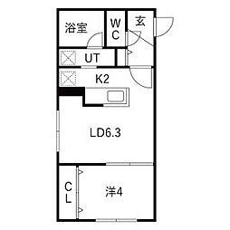 Activat元町(アクティベイト) 仮) 北25条東16丁目MS 1LDKの間取図画像