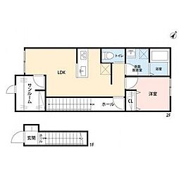 鈴鹿市南旭が丘3丁目アパート 1LDKの間取図画像