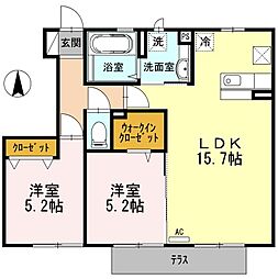 ペリドット12弐番館 2LDKの間取図画像