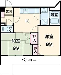 ロジュマン泉佐野 2DKの間取図画像