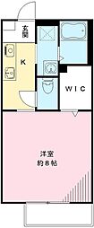 グリーンコート内原B 1Kの間取図画像
