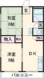 Stellagarden水戸白梅 2DKの間取図画像