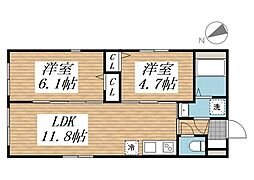 creal高田馬場III 2LDKの間取図画像