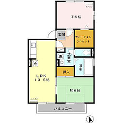 ガーラウエストB館 2LDKの間取図画像