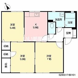 メゾンフローラB 3Kの間取図画像