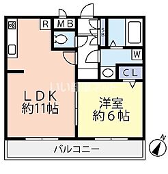 グランヴァン西馬込4 1LDKの間取図画像