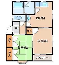 コスモスコーポA 2DKの間取図画像