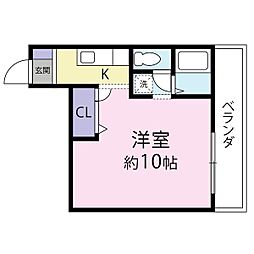 オグランソーレイ ワンルームの間取図画像