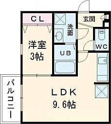 ジーメゾン八幡西リベル 1LDKの間取図画像