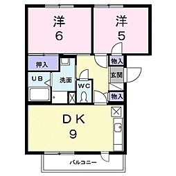 ドミール板倉 2DKの間取図画像