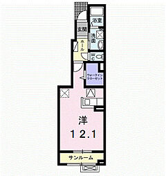 ヴィラアモリスA ワンルームの間取図画像