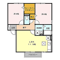 セジュール・善B 2LDKの間取図画像