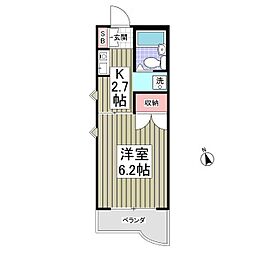 パールハイツ東八幡 1Kの間取図画像