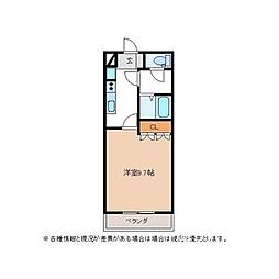 グリーンヒルズB 1Kの間取図画像