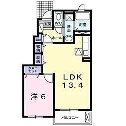 サンノウS・弐番館 1LDKの間取図画像