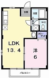 めぞん桂 1LDKの間取図画像