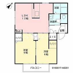 メゾンウエーブA 2LDKの間取図画像