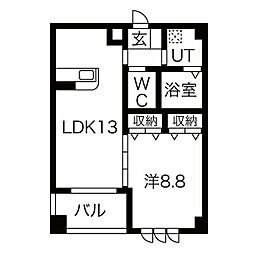 SLIFE浄水駅前南館 1LDKの間取図画像