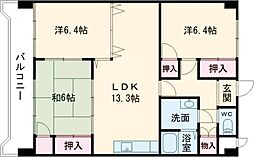 クレスト直方駅前 3LDKの間取図画像