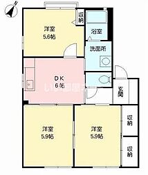 ガーデンプレイスB 3DKの間取図画像
