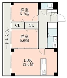ハイムセラウエスト 2LDKの間取図画像