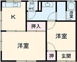 田渕アパート 2DKの間取図画像