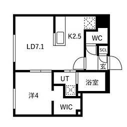 Noble Vista 知事公館(ノーブルビスタ 知事公館) 1LDKの間取図画像