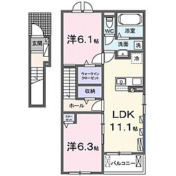 エミネント中里 2LDKの間取図画像