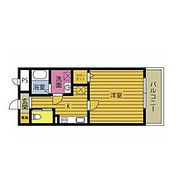 リデアル京町 1Kの間取図画像