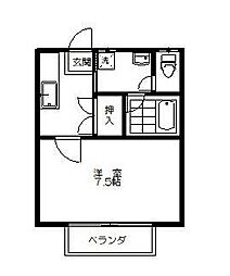 グリーンアベニュー 1Kの間取図画像