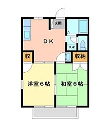 コーポ江戸B 2DKの間取図画像